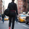 Women's Black & Red Cropped Tracksuit Set