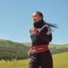Women's Black & Red Cropped Tracksuit Set