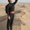 Women's Black & Red Cropped Tracksuit Set