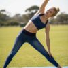Women's Denim-Look Yoga Set with Front-Zip Bra